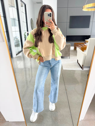 Love Without Limits Lime and Taupe Top