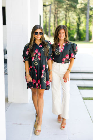 Black and Bold Floral Top ~FINAL SALE~