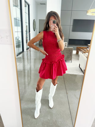 Rivers Smocked Red Mini Dress ~FINAL SALE~