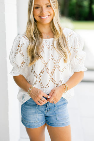 Chloe Crochet White Top ~FINAL SALE~
