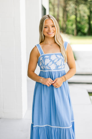 Call Me Cute Chambray Embroidered Dress ~FINAL SALE~