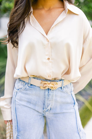 Pop Champagne Satin Top ~FINAL SALE~
