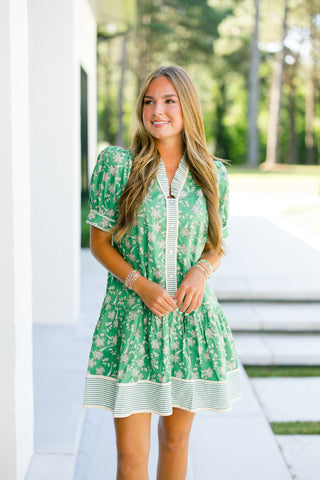 Gia Green Printed Dress ~FINAL SALE~