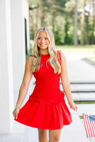 Rivers Smocked Red Mini Dress ~FINAL SALE~