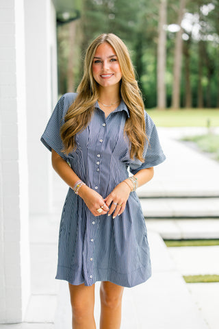 Naomi Navy Striped Dress ~FINAL SALE~