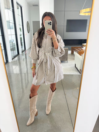 Simply Striped Brown Dress ~FINAL SALE~