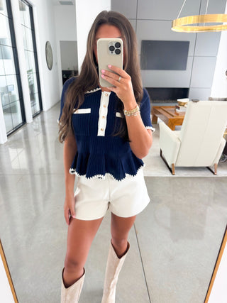 Take A Moment Navy Sweater Top ~FINAL SALE~