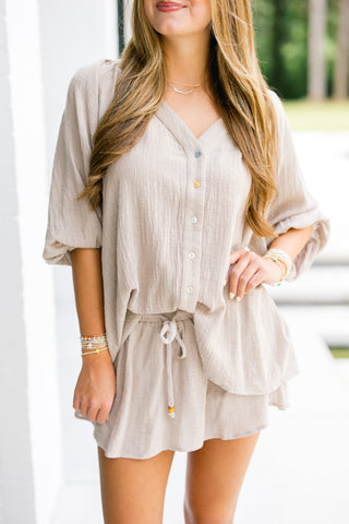 Summer Vibes Linen Set- Stone ~FINAL SALE~