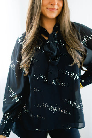 Girls Love Glitter Black Top