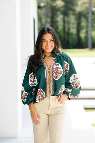 Mixed Emotions Forest Green Top ~FINAL SALE~