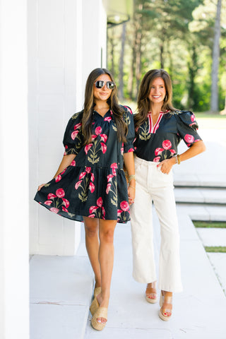 Black and Bold Floral Top ~FINAL SALE~