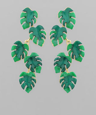 Tropical Palm Green Earrings