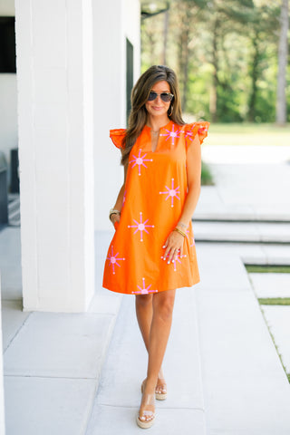 Oh So Orange Ruffle Mini Dress ~FINAL SALE~