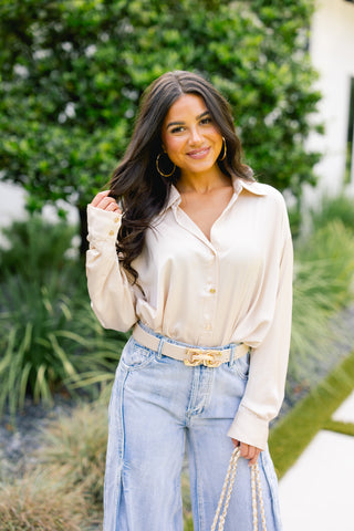 Pop Champagne Satin Top ~FINAL SALE~