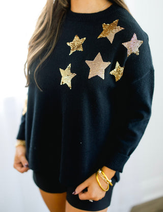 Stars Shine For You Black Sweater
