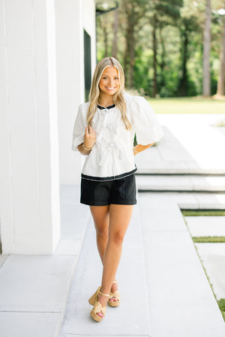 Ever After Embroidered Bow Tie Top ~FINAL SALE~