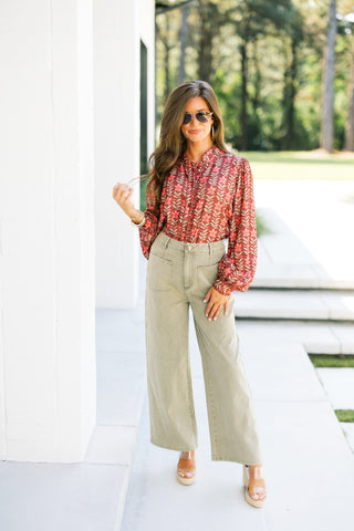 Vibrant Vibes Burgundy Floral Top