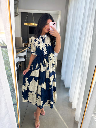 Touch Of Florals Navy Printed Dress