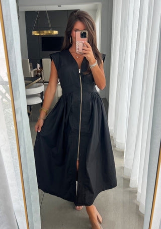 Make A Move Midnight Black Zipper Dress