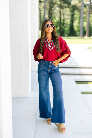 Daring Diva Garnet Leopard Top