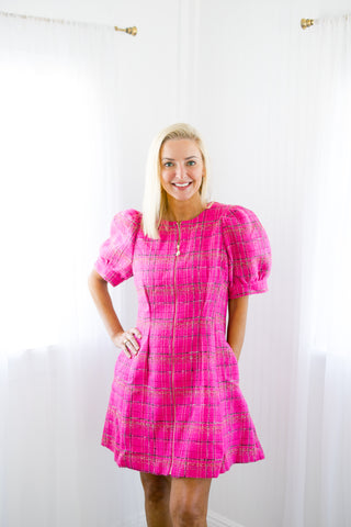 Keep It Chic Pink Tweed Dress