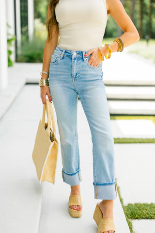 Love You More Light Wash Cuffed Denim