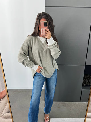 Over You Olive Thermal Top