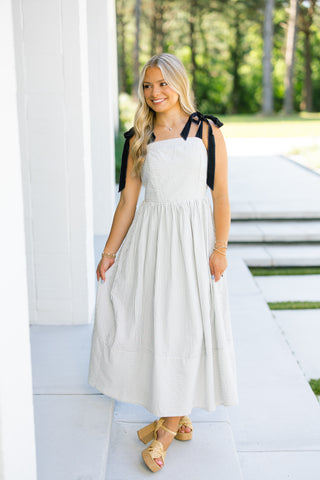 With Love White Striped Midi Dress ~FINAL SALE~