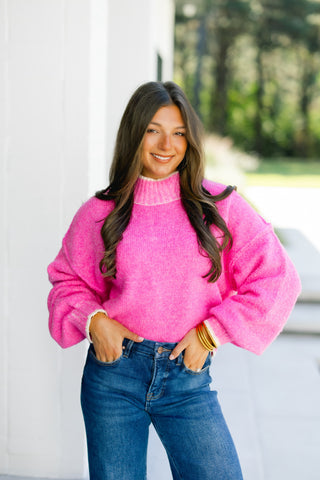 Here For Fun Hot Pink Sweater