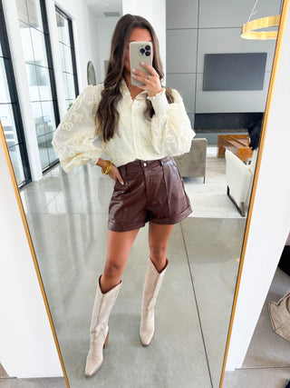 City Stroll Brown Leather Shorts ~FINAL SALE~