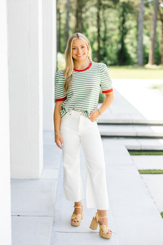 Bayside Olive Striped Top ~FINAL SALE~