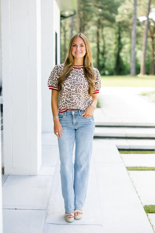 Somewhere To Be Ecru Leopard Top ~FINAL SALE~