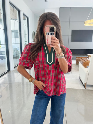 Pretty In Plaid Red Top