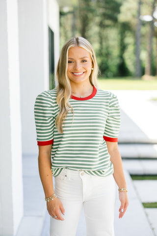 Bayside Olive Striped Top ~FINAL SALE~