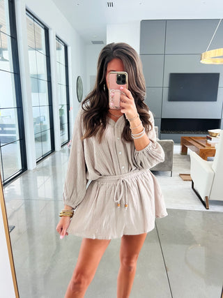 Summer Vibes Linen Set- Stone ~FINAL SALE~