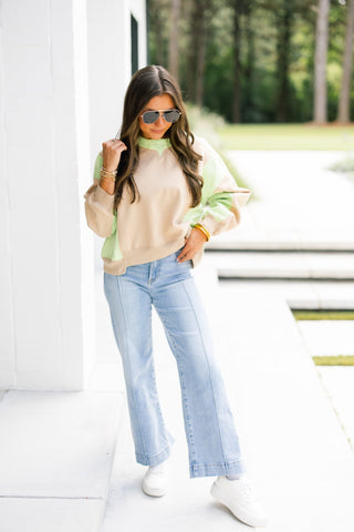 Love Without Limits Lime and Taupe Top