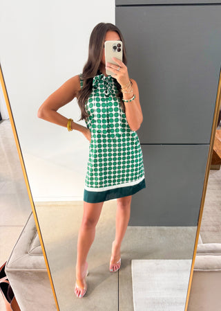 Green Geometric Contrast Hem Dress ~FINAL SALE~