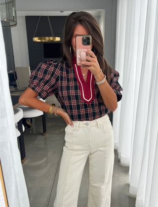 Pretty In Plaid Navy Top