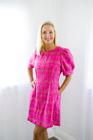 Keep It Chic Pink Tweed Dress