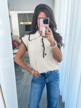 Buying Time Beige Sweater Top