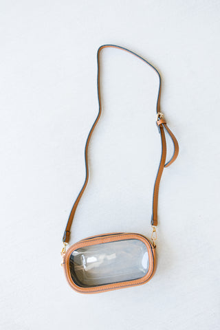 Clear Crossbody Stadium Bag- Tan