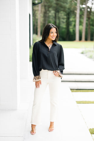 City Chic Black Leopard Top