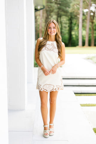 Every Now And Then Ecru Embroidered Dress ~FINAL SALE~