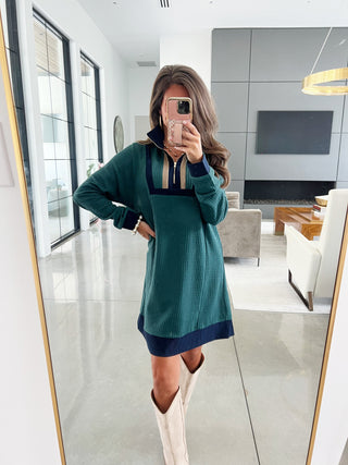 Downtown Energy Evergreen Contrast Dress ~FINAL SALE~