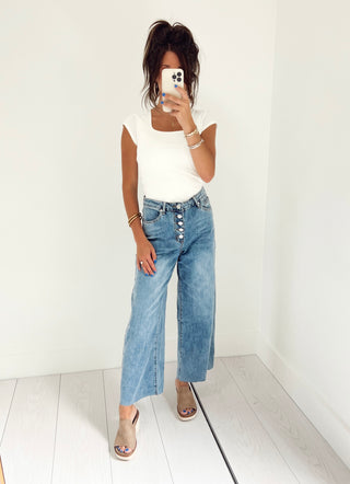 Watch Me Walk Washed Denim