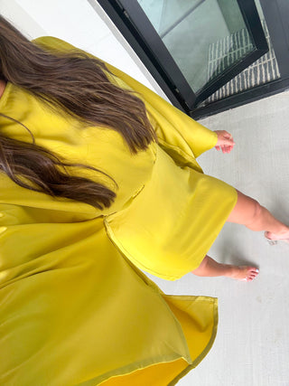Live In The Moment Lime Satin Mini Dress ~FINAL SALE~