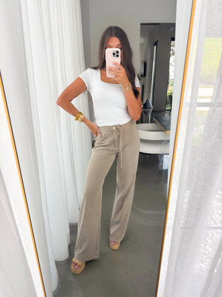 Casual Cargo Knit Pants- Taupe ~FINAL SALE~