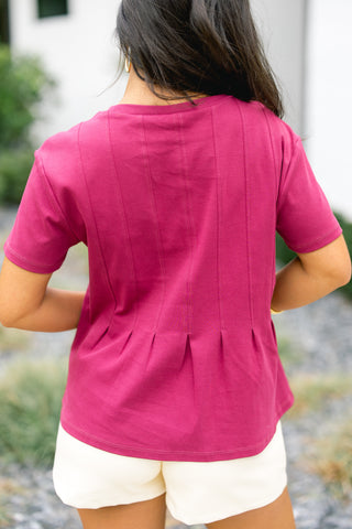 By The Way Burgundy Pleated Top ~FINAL SALE~