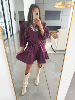 Pretty Plum Embroidered Dress ~FINAL SALE~