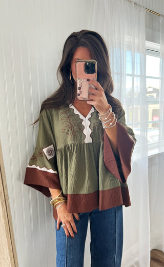 Opposites Attract Olive Top